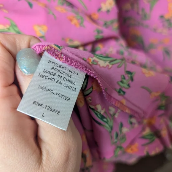 Anthropologie Floral Peplum Blouse L Romantic Cottagecore Ruffle Top Spring - Picture 4 of 7